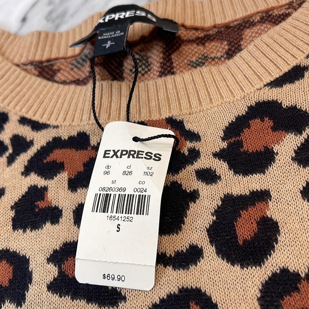 Express Leopard Pattern Sweater in Tan and Black - Picture 6 of 8